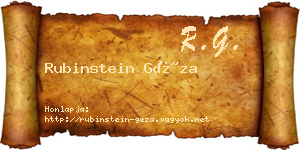 Rubinstein Géza névjegykártya